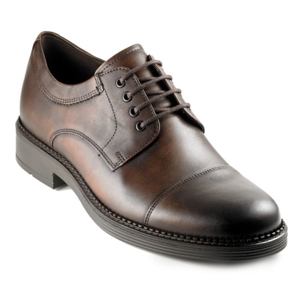 ECCO - NEWCASTLE CAP TOE LEATHER COCOA SHOES SIZE 9‎